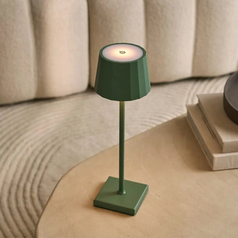 Wouter Sage Green Rechargeable Table Lampe - Charge sans fil, Dimmable, durée de vie de la batterie de 120 heures