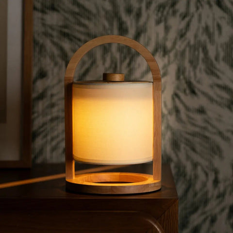 Lampe rechargeable en bois marron clair River – Lumière à intensité variable et sans fil