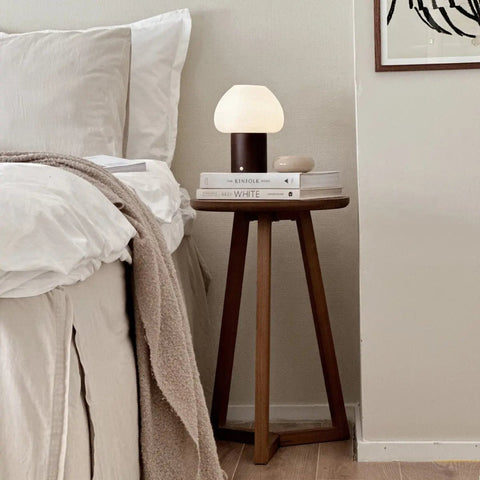 Lampe en bois Fynn marron foncé – Lumière rechargeable et à intensité variable