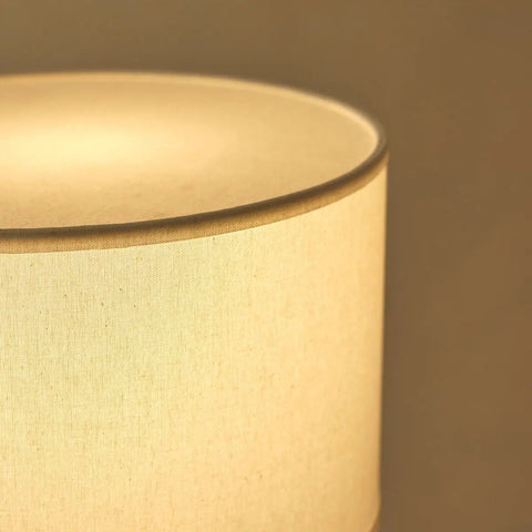 Lampe en travertin Isla avec abat-jour en coton – élégante et intemporelle