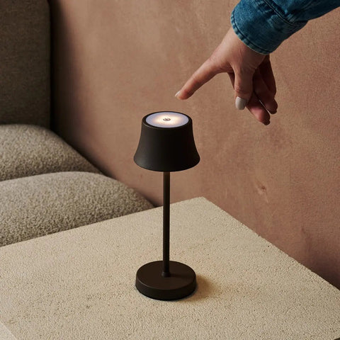 De Pijp Mini Mocha Brown Brown Rechargeable Table Lampe - Charge sans fil, lampe dimmable et 3 couleurs claires