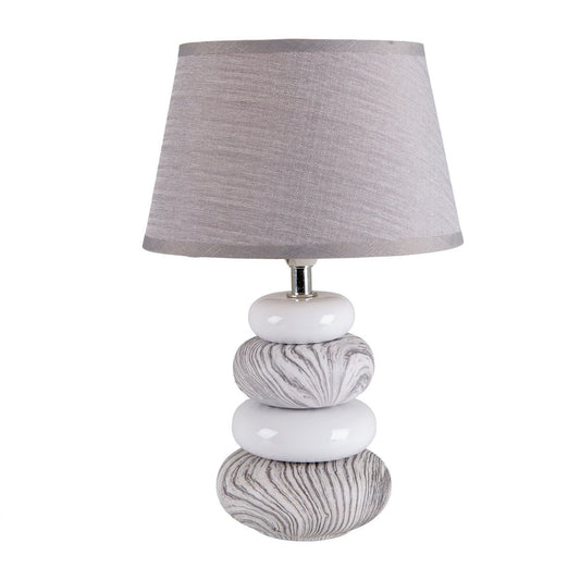 Lampe de table en céramique "Stoney", moderne., Lampe de table en céramique en gris, avec douille E14, lampe de table pour salle à manger, salon, couloir ou bureau, ou comme lampe de chevet, 31 cm de haut