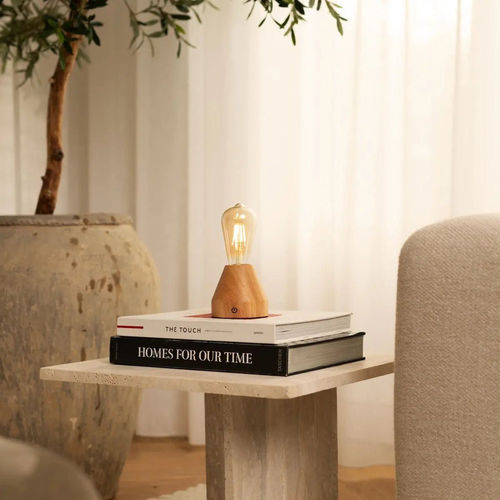 Lampe à LED à LED de recharge Light Zavi Brown - Batterie de 60 heures sans fil.