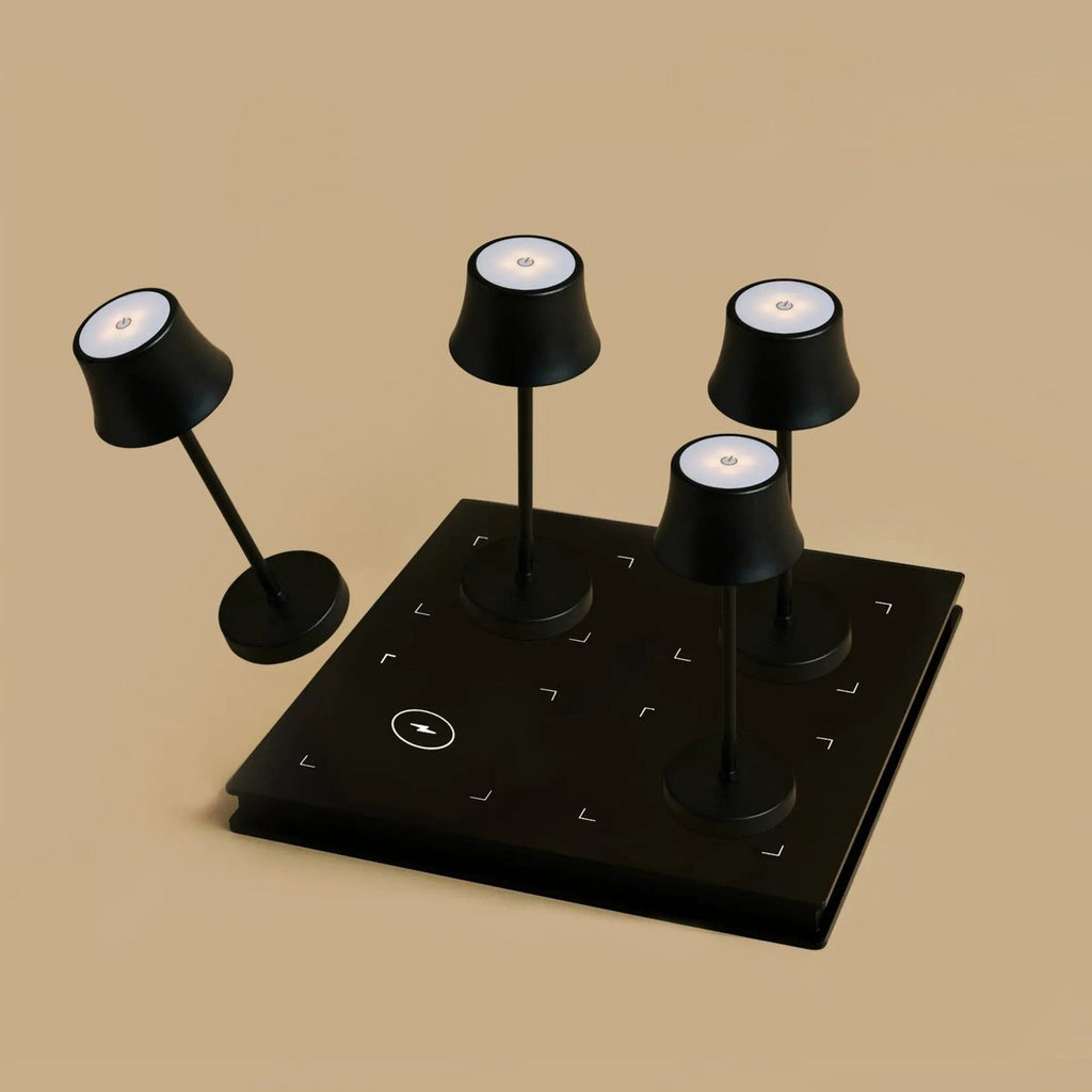 Combi Set Professional - 4 x de Pijp Mini Midnight Black Rechargeable Table Lampes et 1 X Amstel Wireless Station Wireles