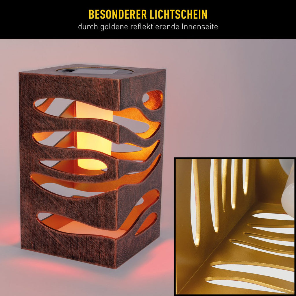 Décoration LED Lumière solaire "Hilda", 12,3 x 12,3 cm, 20 cm de haut, en plastique de haute qualité, à l'intérieur en...