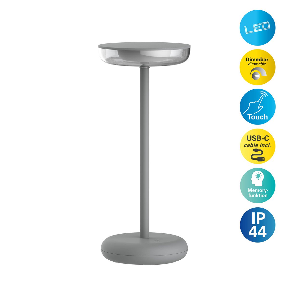 Lampe de table à batterie « PASI » - Gris