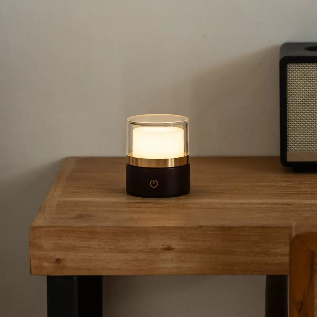 Lampe rechargeable compacte sans fil Leo Marron foncé – Bois naturel, lumière à intensité variable