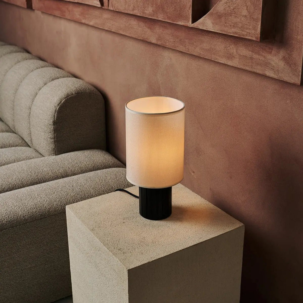 Lampe de table noire "Kiko" – Lampe de bureau confortable noire et beige avec raccord E27