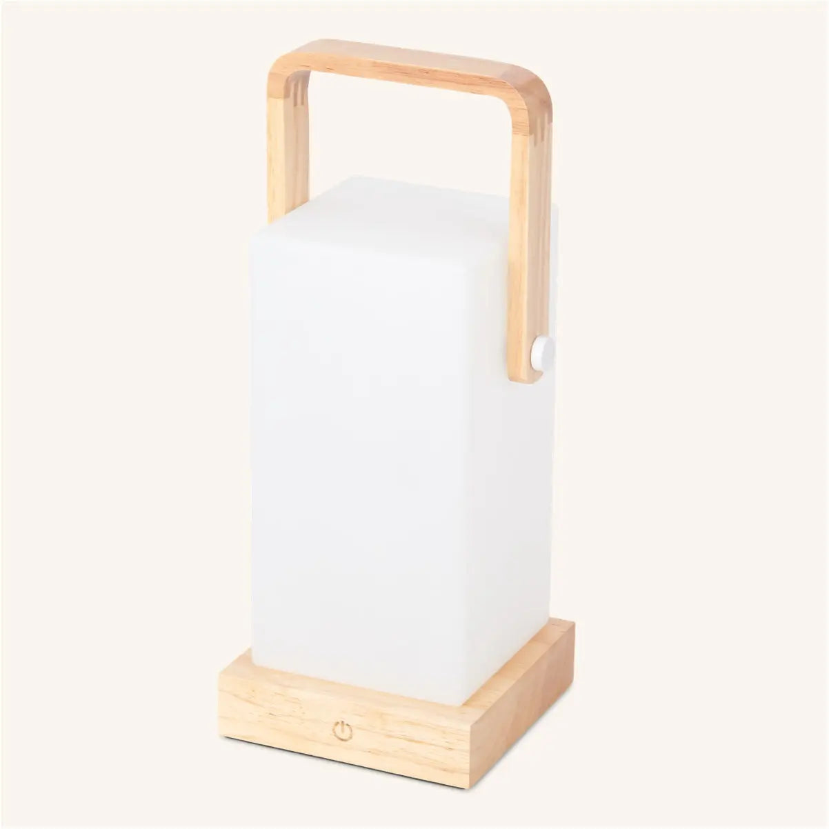 Lampe en bois marron clair "Harper" – Lampe de table rechargeable sans fil avec poignée