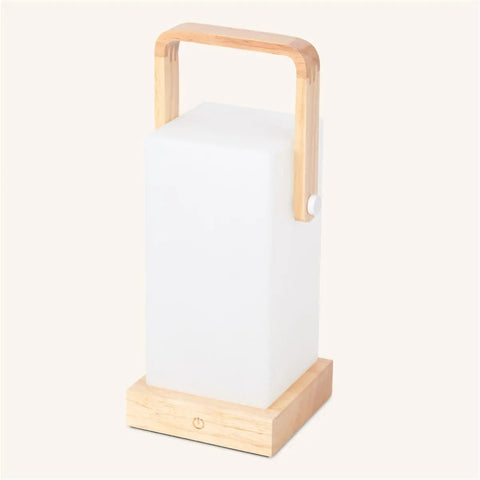 Lampe en bois marron clair Harper – Lampe de table rechargeable sans fil avec poignée