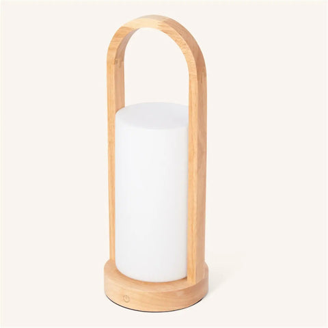 Lampe de table en bois rechargeable Evie marron clair – Intensité variable et sans fil