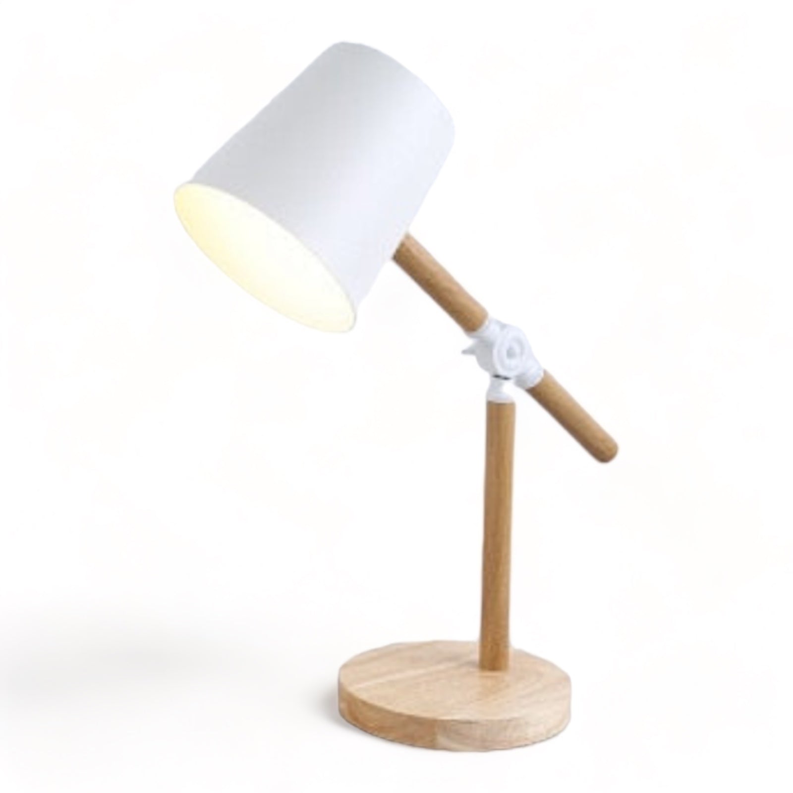 Lampe de bureau ou chevet à led en bois et métal colorée