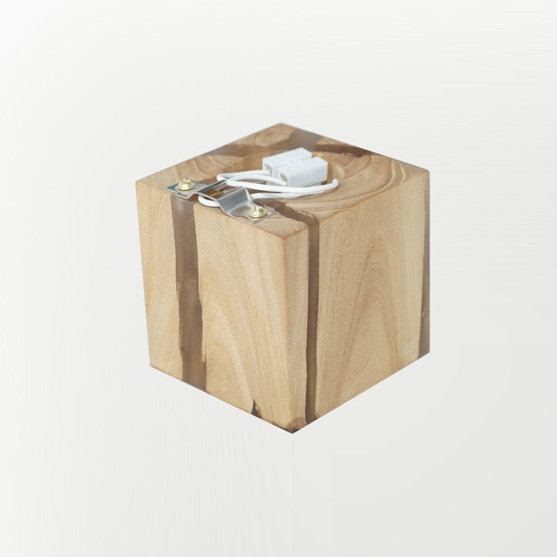 Lampe de Chevet Cube Murale Bois.