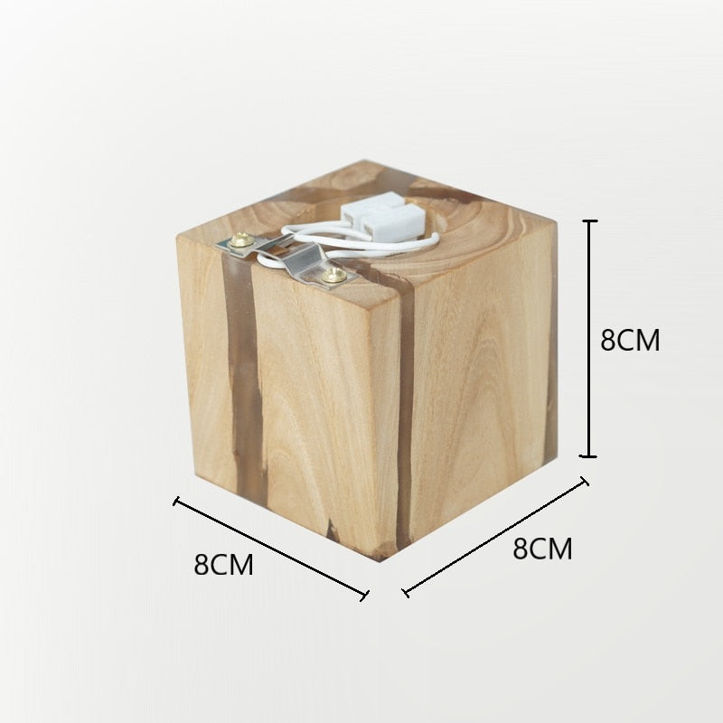 Lampe de Chevet Cube Murale Bois.