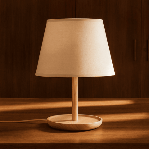 Lampe en bois brun clair Emily avec câble - conception durable faite à la main pour la maison