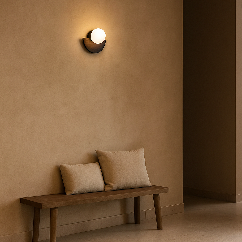 Applique murale sans fil noire Kane – Lampe rechargeable en bois et verre