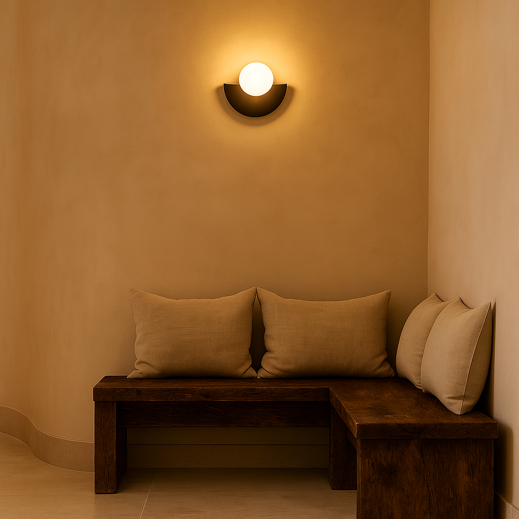 Applique murale sans fil noire Kane – Lampe rechargeable en bois et verre