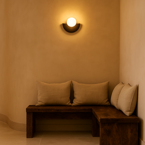 Applique murale sans fil noire Kane – Lampe rechargeable en bois et verre