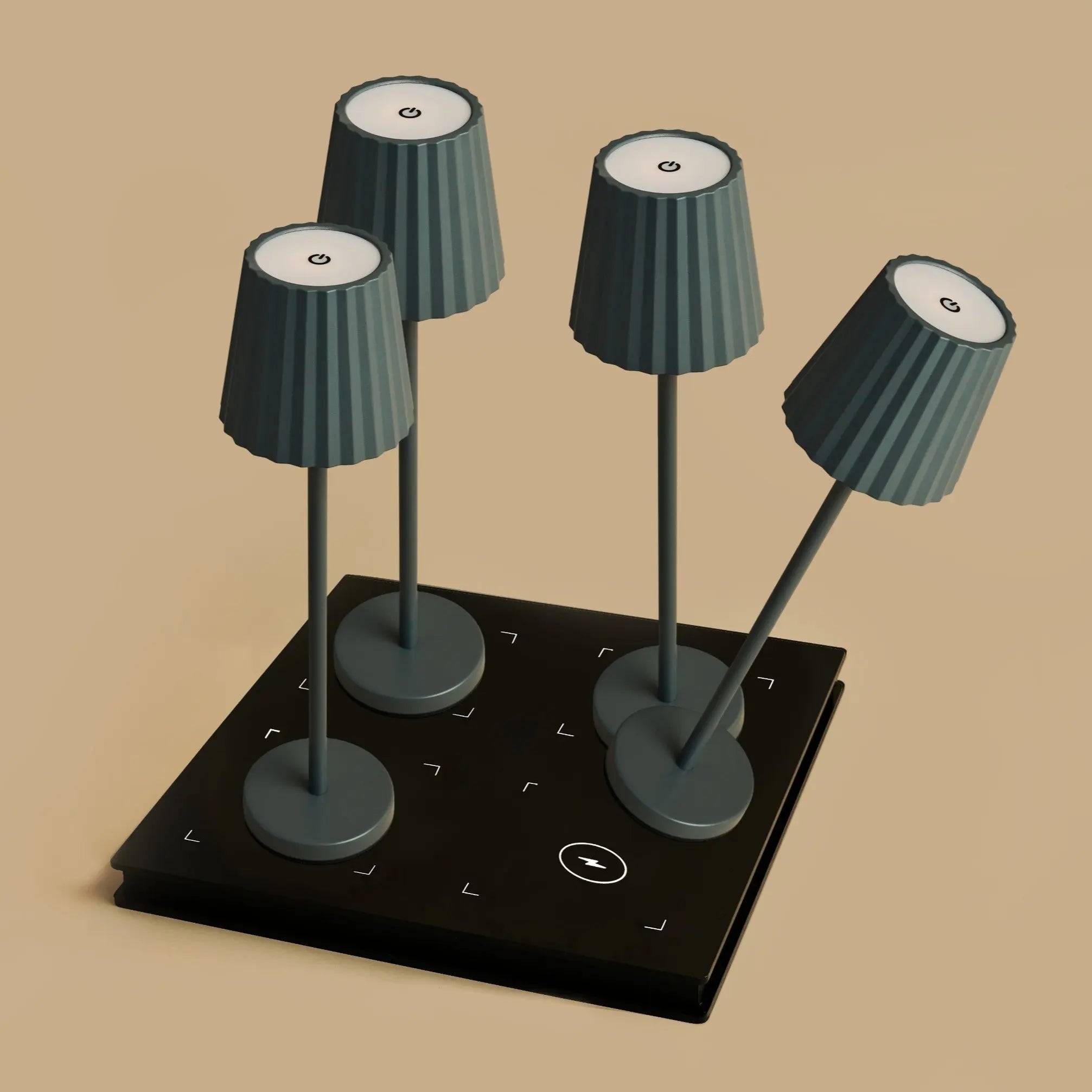 Combi Set Professional - 4 X Wouter Blossom Orange Rechargeable Table Lampes et 1 X Amstel Wireless Station Wireles