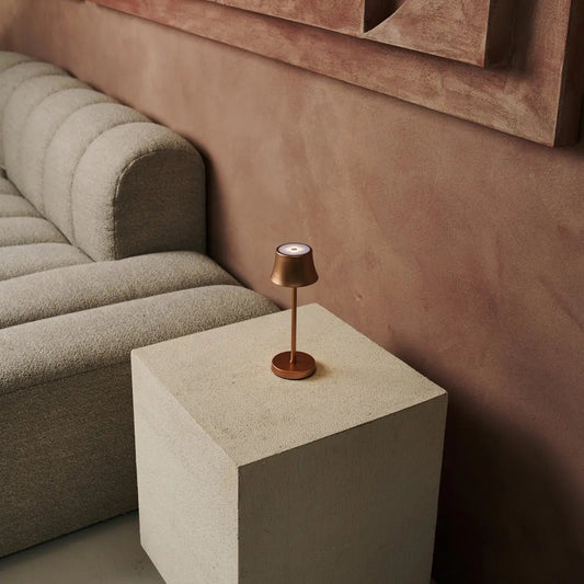 De Pijp Mini Copper Rechargeable Table Lampe - Charge sans fil, lampe dimmable et 3 couleurs lumineuses