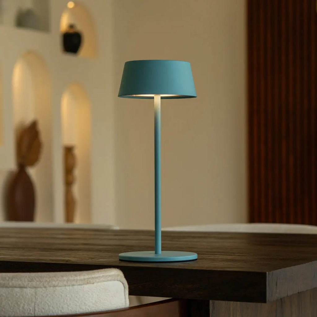 Lampe de table en fer rechargeable bleue Hugo Amsterdams - Intensité variable, élégante et sans fil