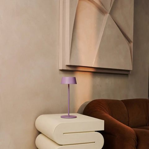 Hugo Violet Lila Lampe de table rechargeable - lampe élégante, dimmable et sans fil