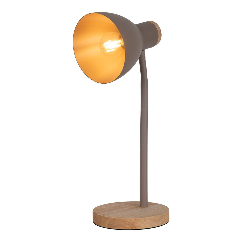 Lampe de bureau "Marie" en métal et en bois, E14, marron, 36,5 cm de haut