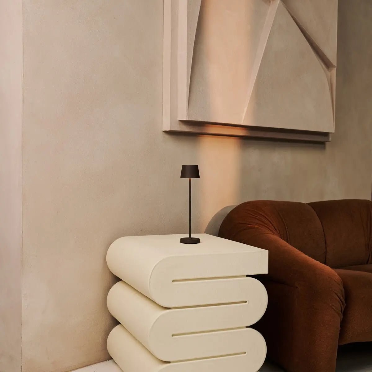 Combi Set Professional - 4 X Vondel Mini Mocha Brown Brown Rechargeable Table Lampes et 1 X Amstel Wireless Station Wireles