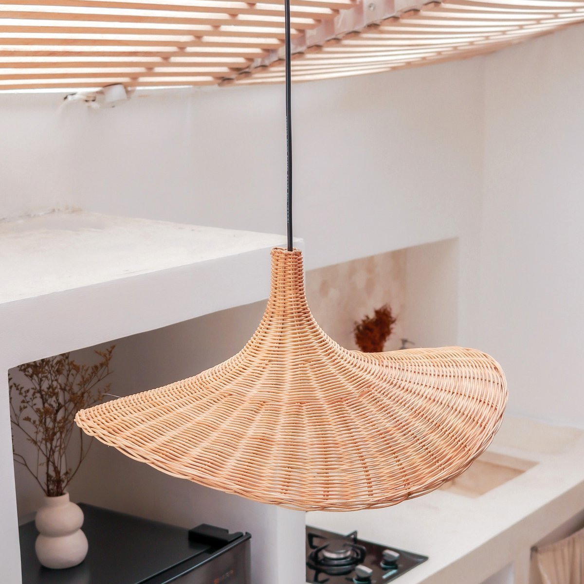 Plafonnier en rotin | Abat-jour naturel  SAYAN en fibres naturelles.