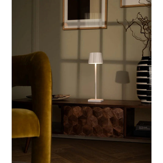 Lampe de table rechargeable William White – Sans fil, à intensité variable, autonomie de 120 heures