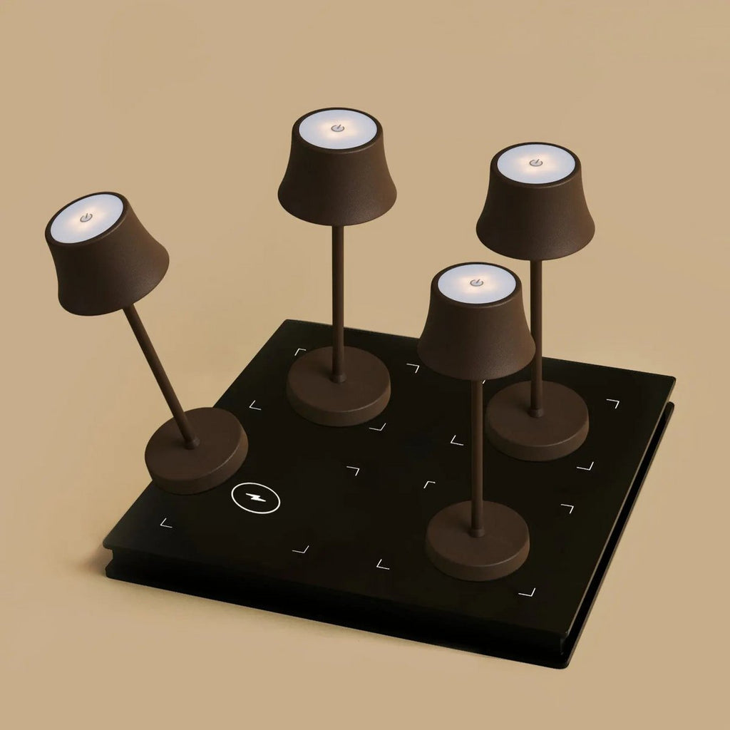 4× de Pijp Mini Moka Marron — Pack lampes rechargeables hôtel Tavellio