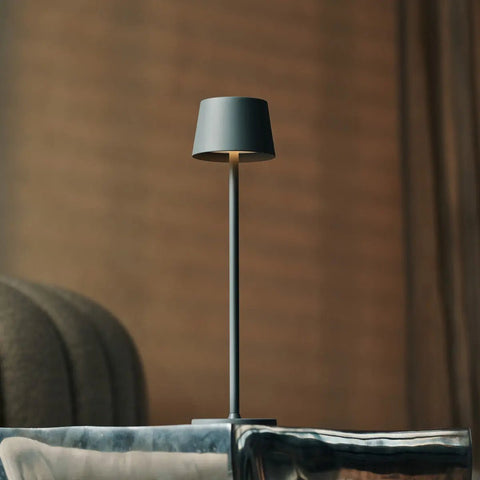 Combi set professionnel - 4 X Vondel Mini Mouse Grey Grey Rechargeable Table Lampes et 1 x Amstel Wireless Station de charge avec Q1-Technology - parfait pour les restaurants, l'hospitalité et les hôtels