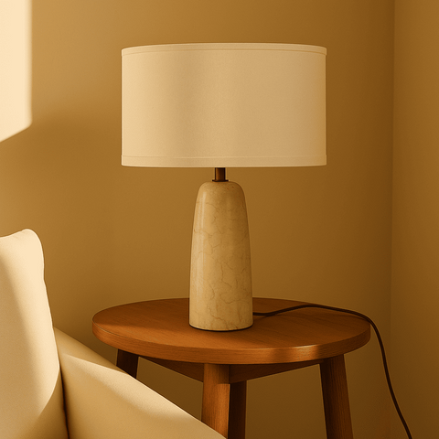 Lampe Charlotte en marbre avec abat-jour en coton – Éclairage élégant pour votre maison