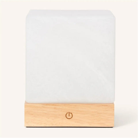 Lampe en bois sans fil brun clair avec verre congelé - batterie rechargeable, dimmable, 100 heures