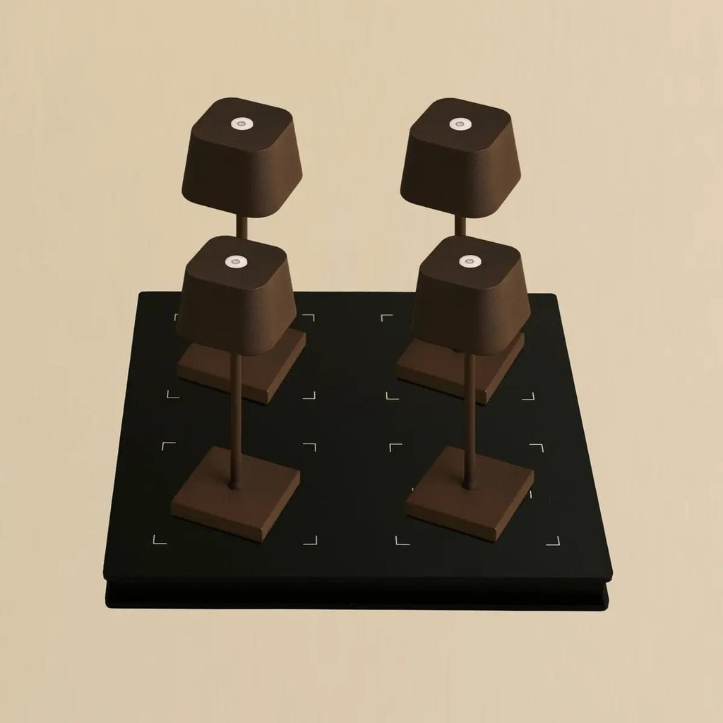 Combi set professionnel - 4 x Sarphati Mini Mocha Brown Brown Rechargeable Table Lampes et 1 X Amstel Wireless Station...