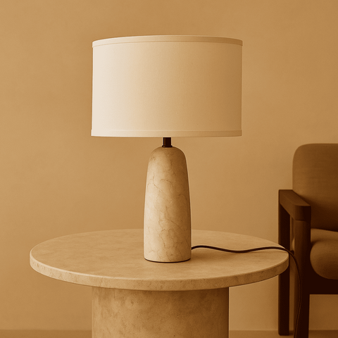 Lampe Charlotte en marbre avec abat-jour en coton – Éclairage élégant pour votre maison