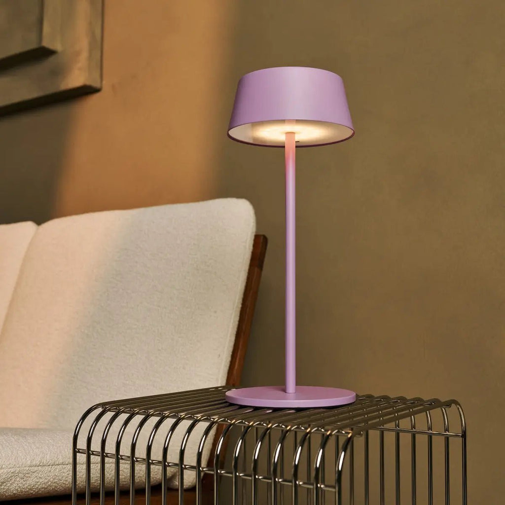Hugo Violet Lila Lampe de table rechargeable - lampe élégante, dimmable et sans fil