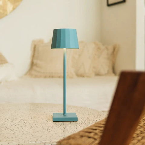 Lampe de table en fer rechargeable bleue William Amsterdams – Intensité variable, batterie 120 heures, USB-C