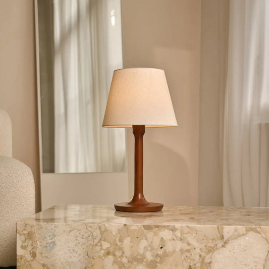 Lampe Nova Marron Châtaignier avec Base en Bois | Éclairage élégant pour salon et chambre à coucher
