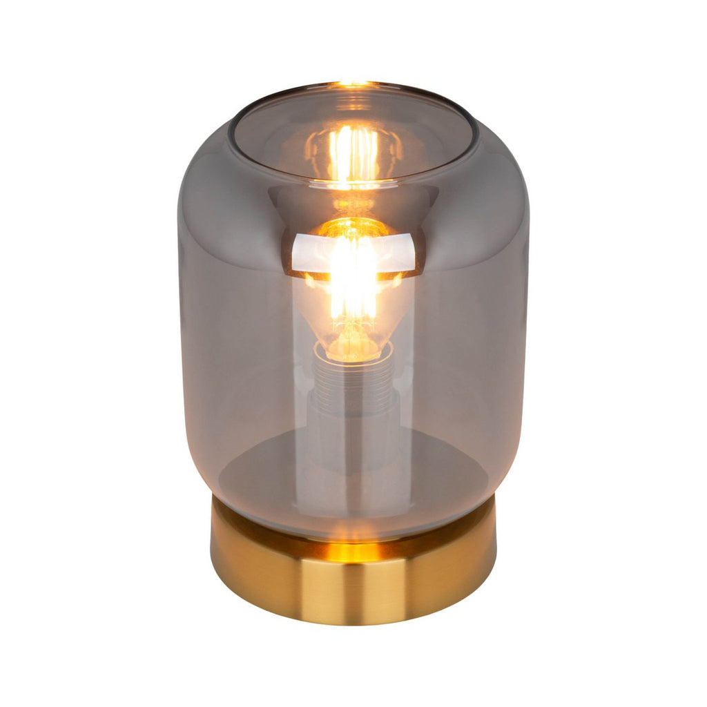Verre Light Light "Alessio", 17 cm de haut, Ø 12 cm, métal de couleur or, verre fumé, E14