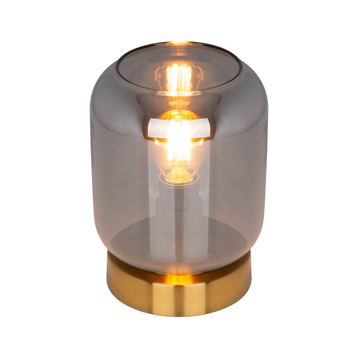 Verre Light Light "Alessio", 17 cm de haut, Ø 12 cm, métal de couleur or, verre fumé, E14