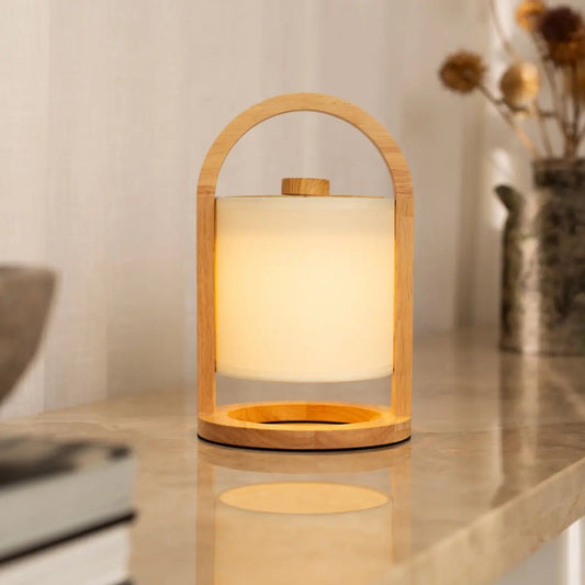 Lampe rechargeable en bois marron clair River – Lumière à intensité variable et sans fil