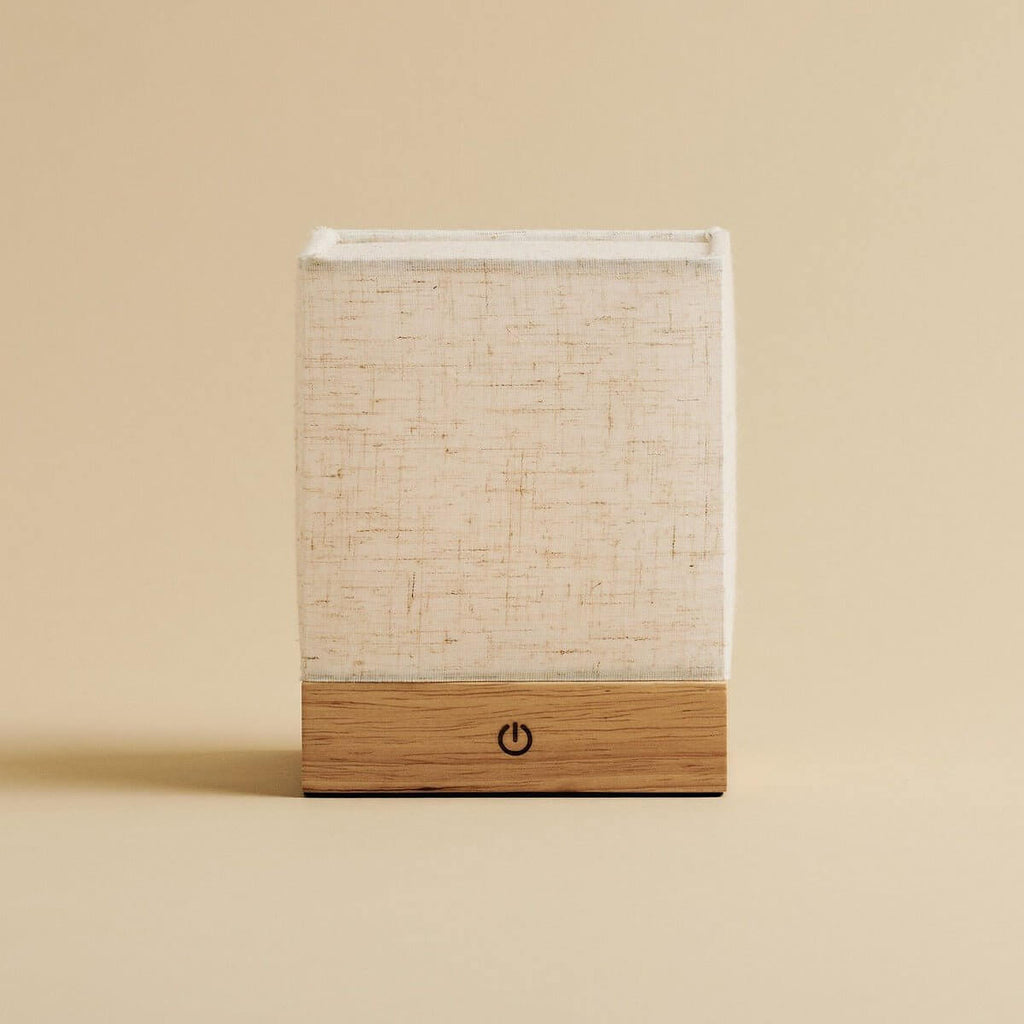 Lampe sans fil marron clair Zano avec bois et lin