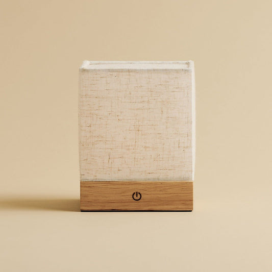 Lampe sans fil marron clair Zano avec bois et lin - Éclairage d'ambiance, lampe de table à LED avec batterie