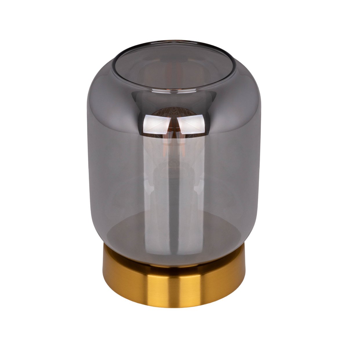 Verre Light Light "Alessio", 17 cm de haut, Ø 12 cm, métal de couleur or, verre fumé, E14