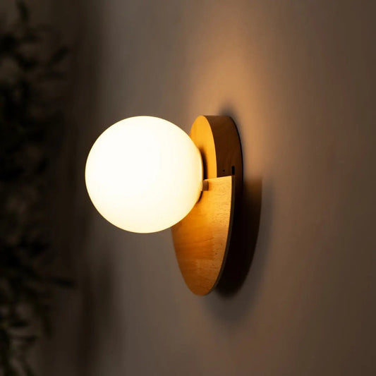 Applique murale sans fil Kane marron clair – Lampe rechargeable en bois et verre