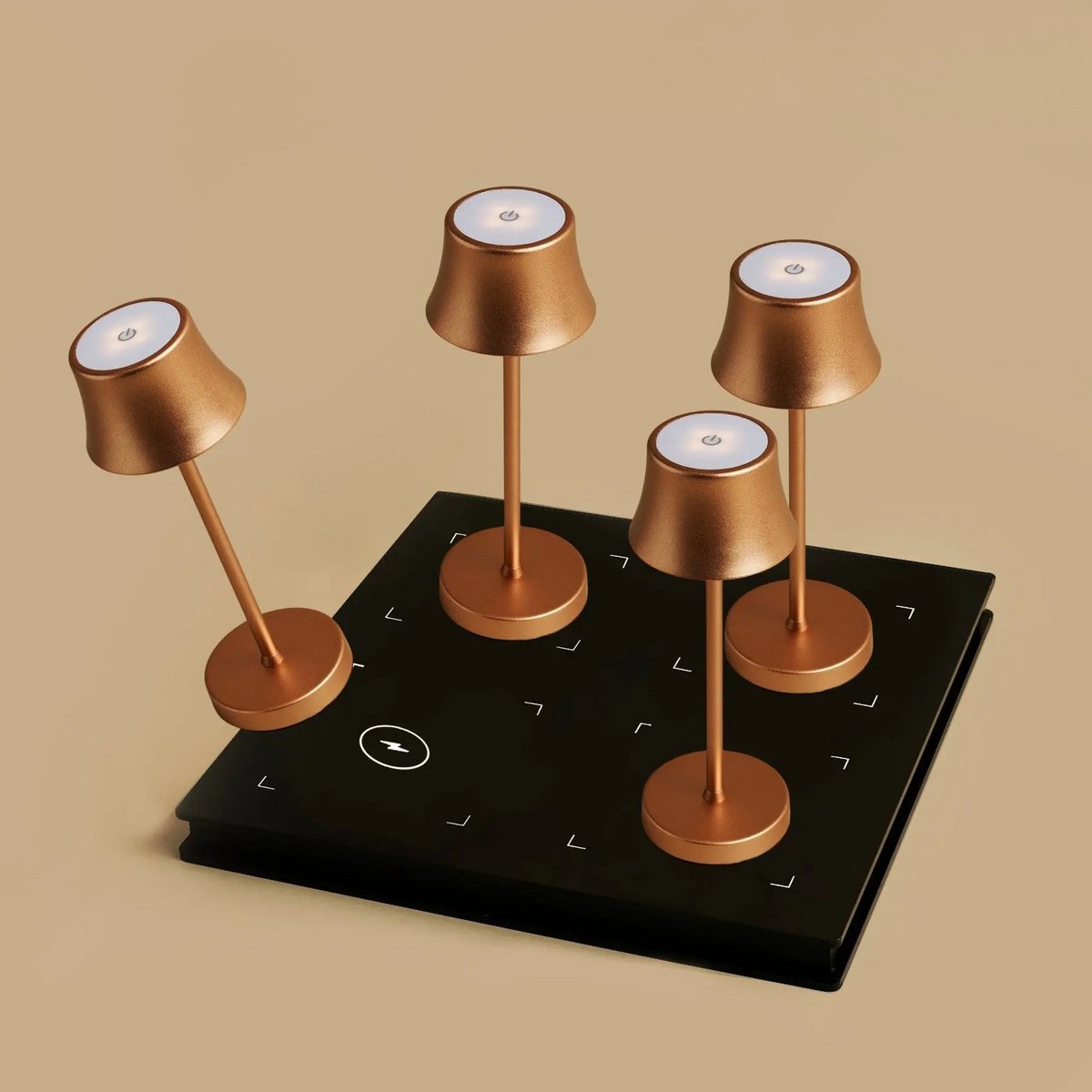 4× de Pijp Mini Cuivre — Pack lampes rechargeables hôtel Tavellio