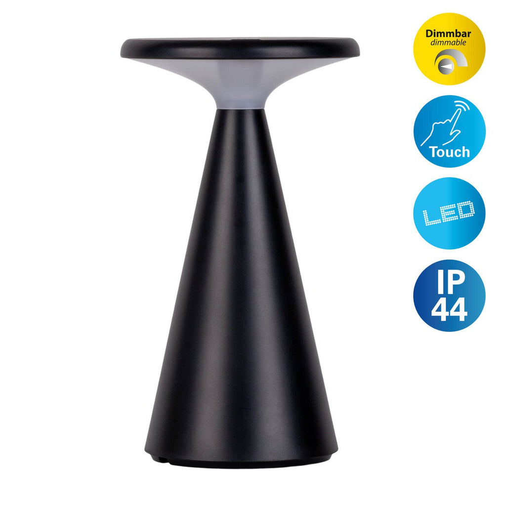 Lampe de table de batterie solaire légère PALU - Noir pour Extérieur et Intérieur
