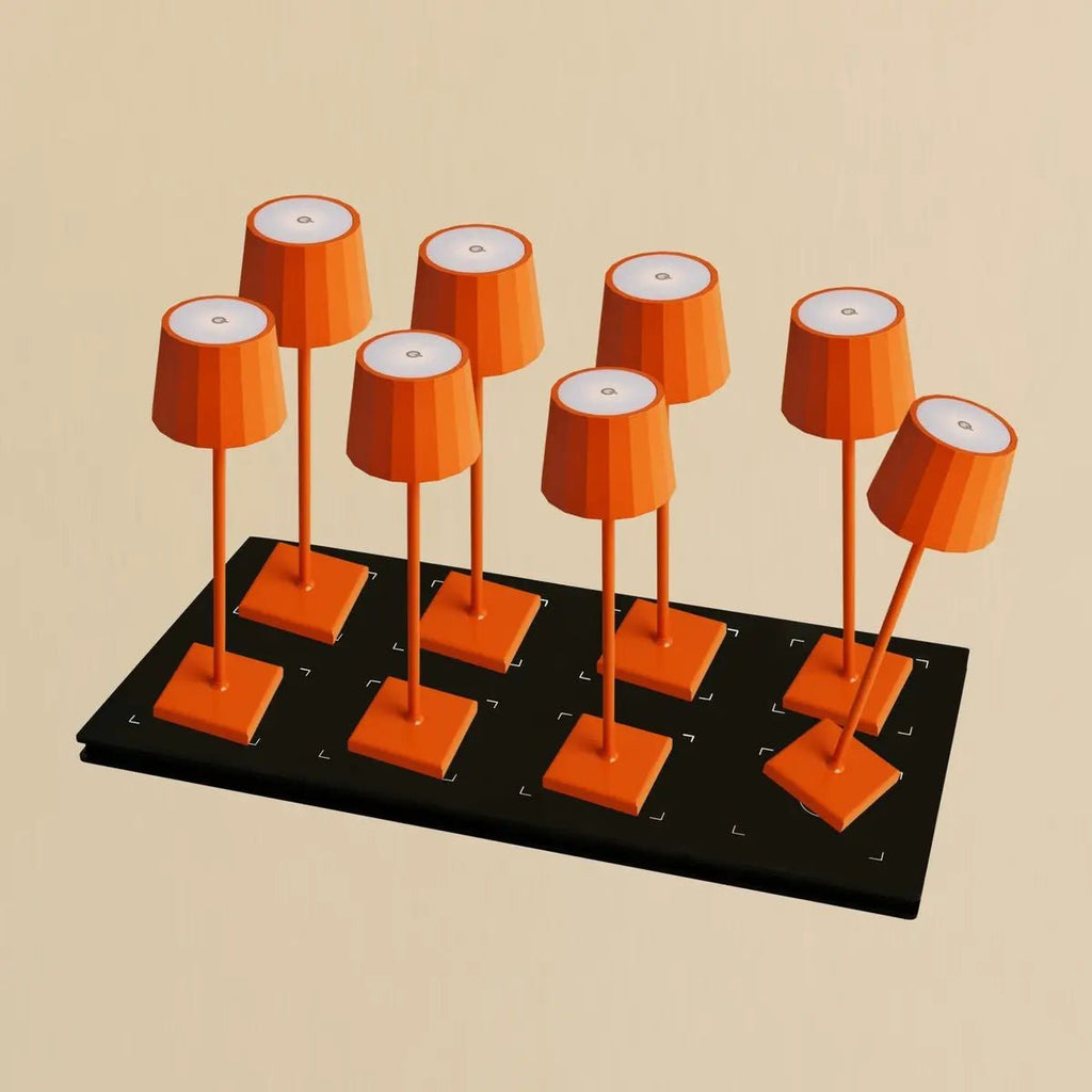 Combi set professionnel - 8 x wouter fleurs de table de table rechargeable orange et 1 x station de charge sans fil avec...