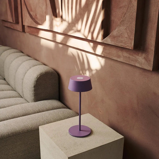 Hugo Violet Lila Lampe de table rechargeable - lampe élégante, dimmable et sans fil